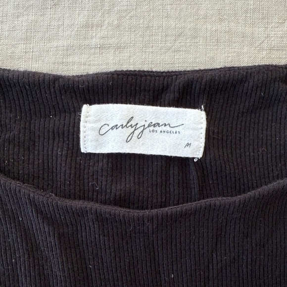 Carly Jean Los Angeles Double Lined Soft Ribbed Tank Top Black or Cream - Picture 4 of 13